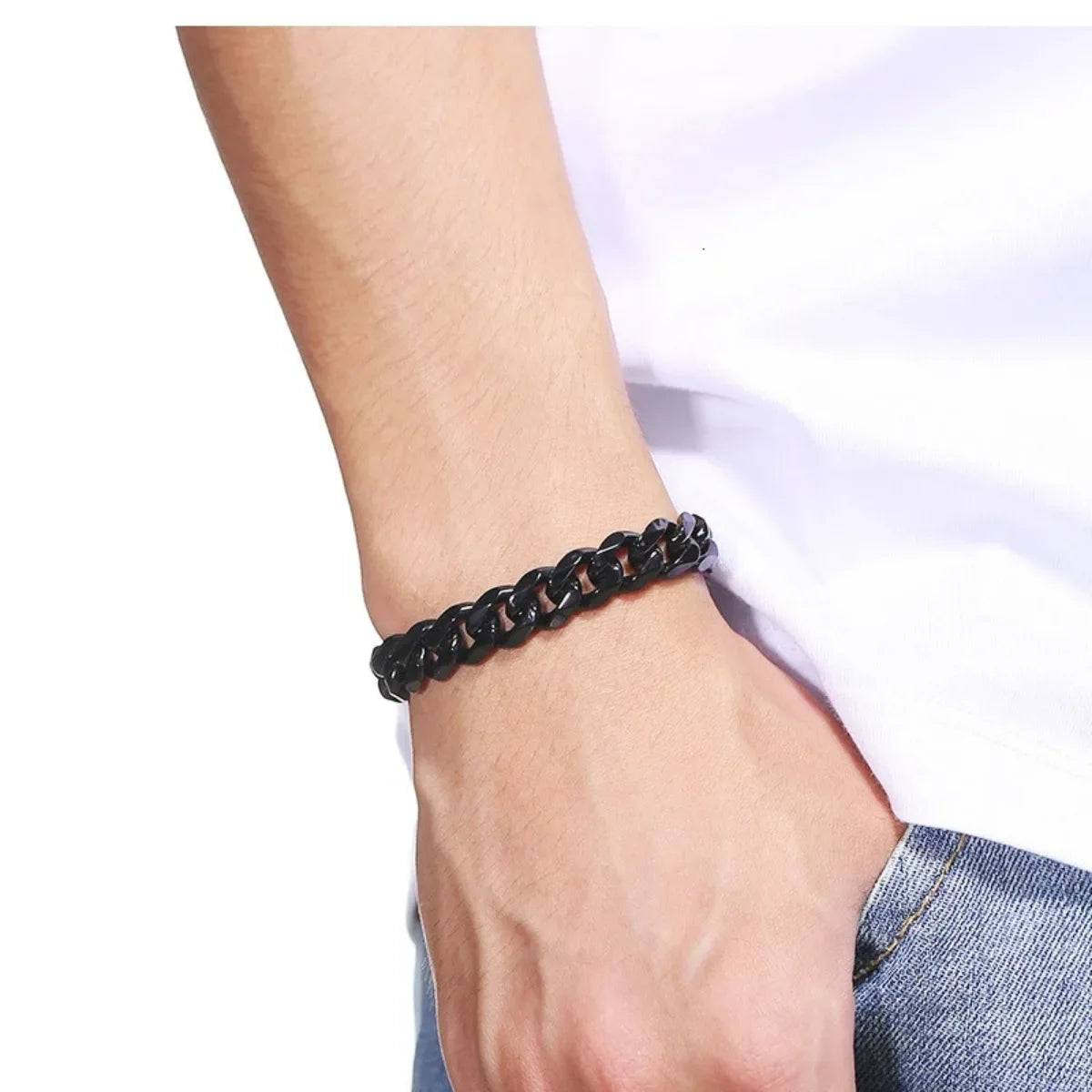 Fashion Stainless Steel Men Curb Cuban Chain Bracelets Women Bracelet on Hand Unisex Wrist Hand Jewelry