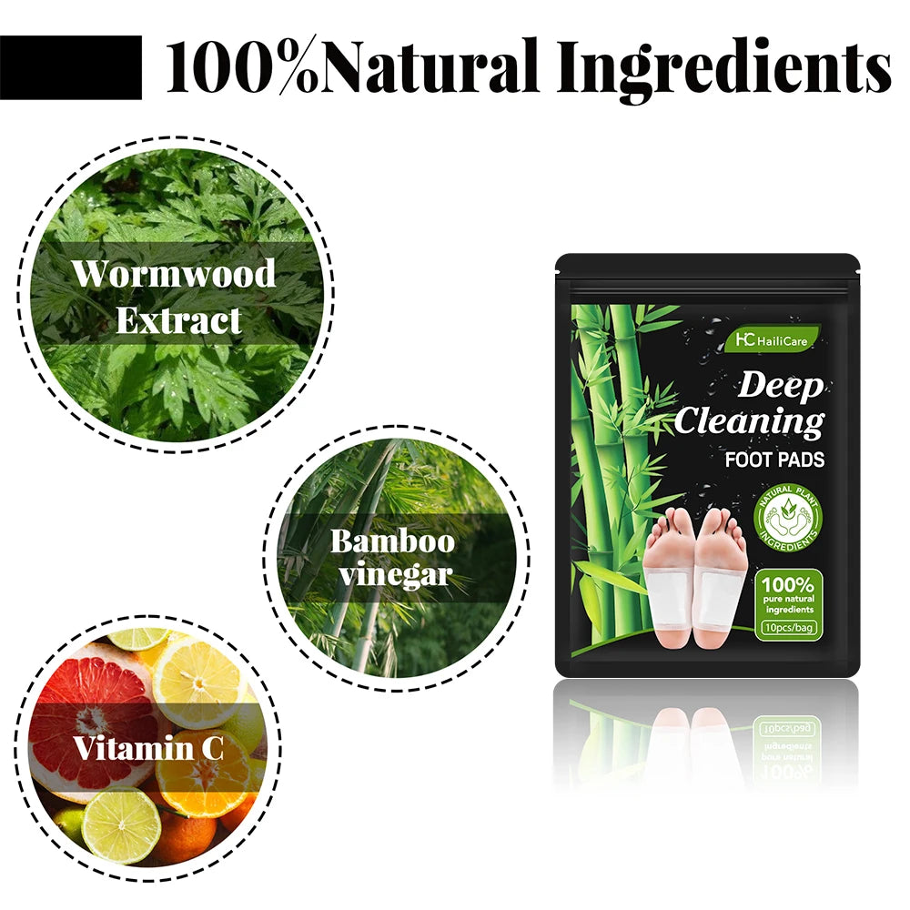 10pcs/Bag Foot Pads Detoxifying All-natural Bamboo Foot Detoxifying Deep Cleansing