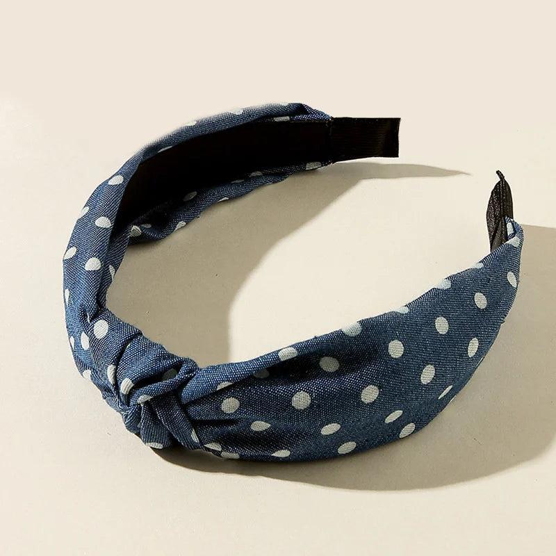 1/3pcs Knotted Print Denim Cloth Headband for Women Girls Face Wash Hair Hoop Simple Denim Headpiece