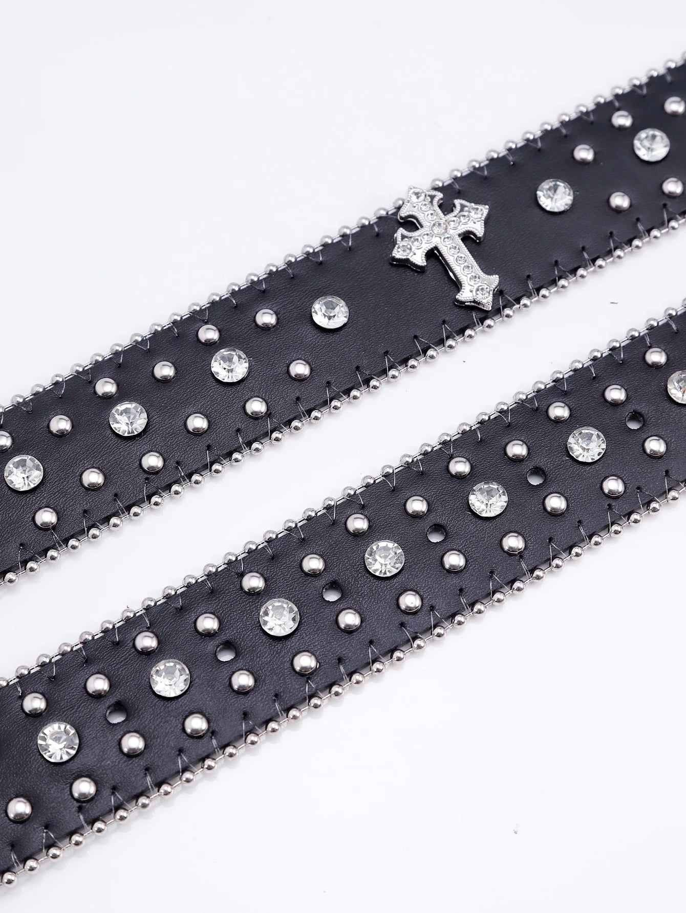 Women Fashion Dazzling Rhinestone Belt Western Cowgirl Bling Studded Design Faux Leather Diamond Belt for Jeans Dress