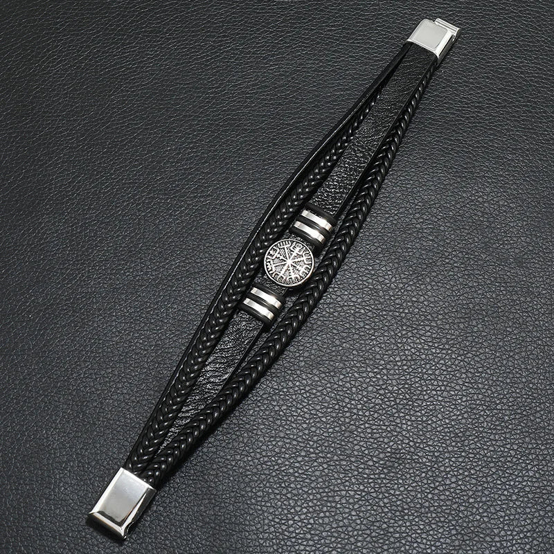 Tree Male Unique Design Trendy Vintage Cuff Men Bracelets PU Leather Bracelets Bangles for Men Jewelry
