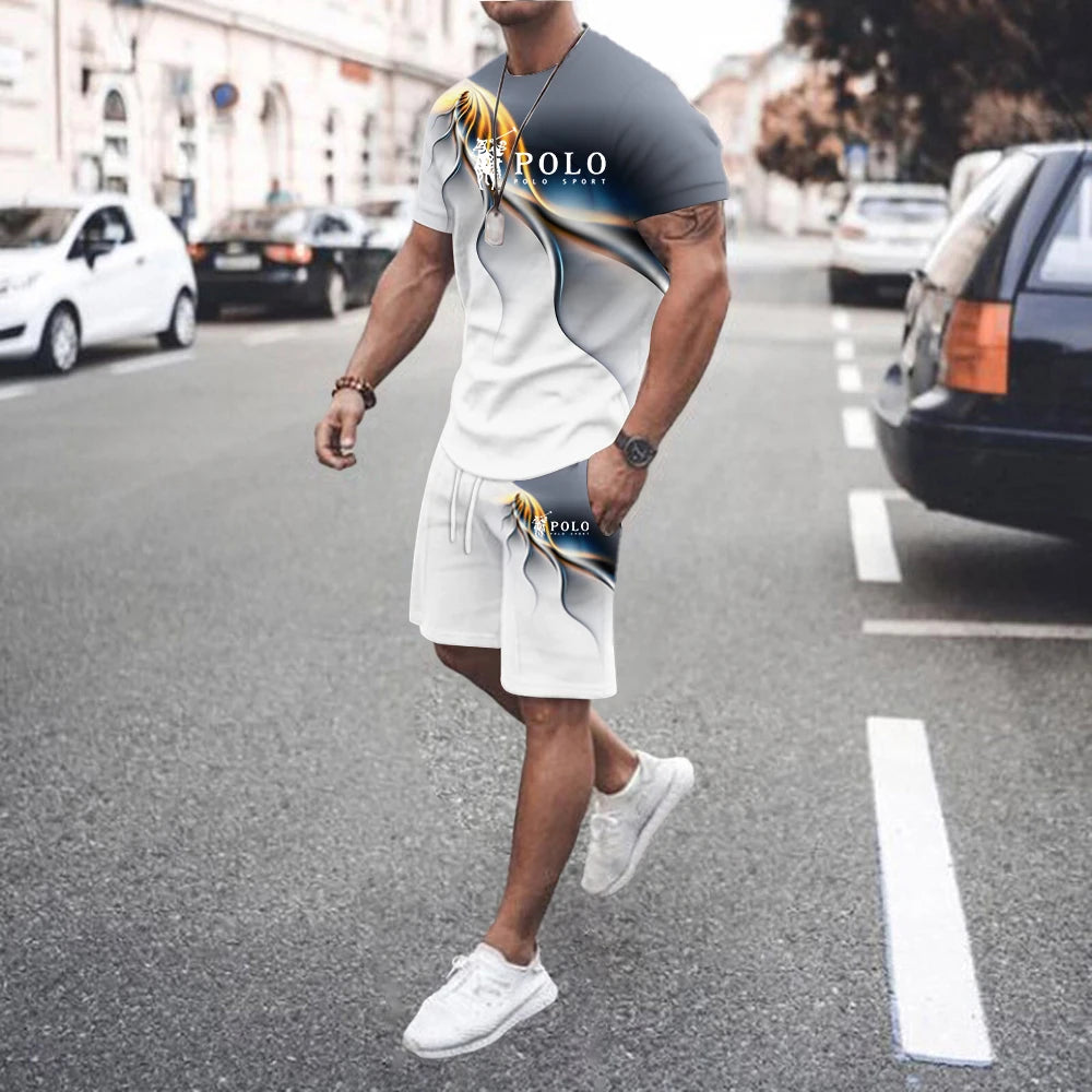 Summer Men's Casual Suit Street Fashion Loose and Comfortable T-Shirt Outdoor Sports Running Shorts Novel