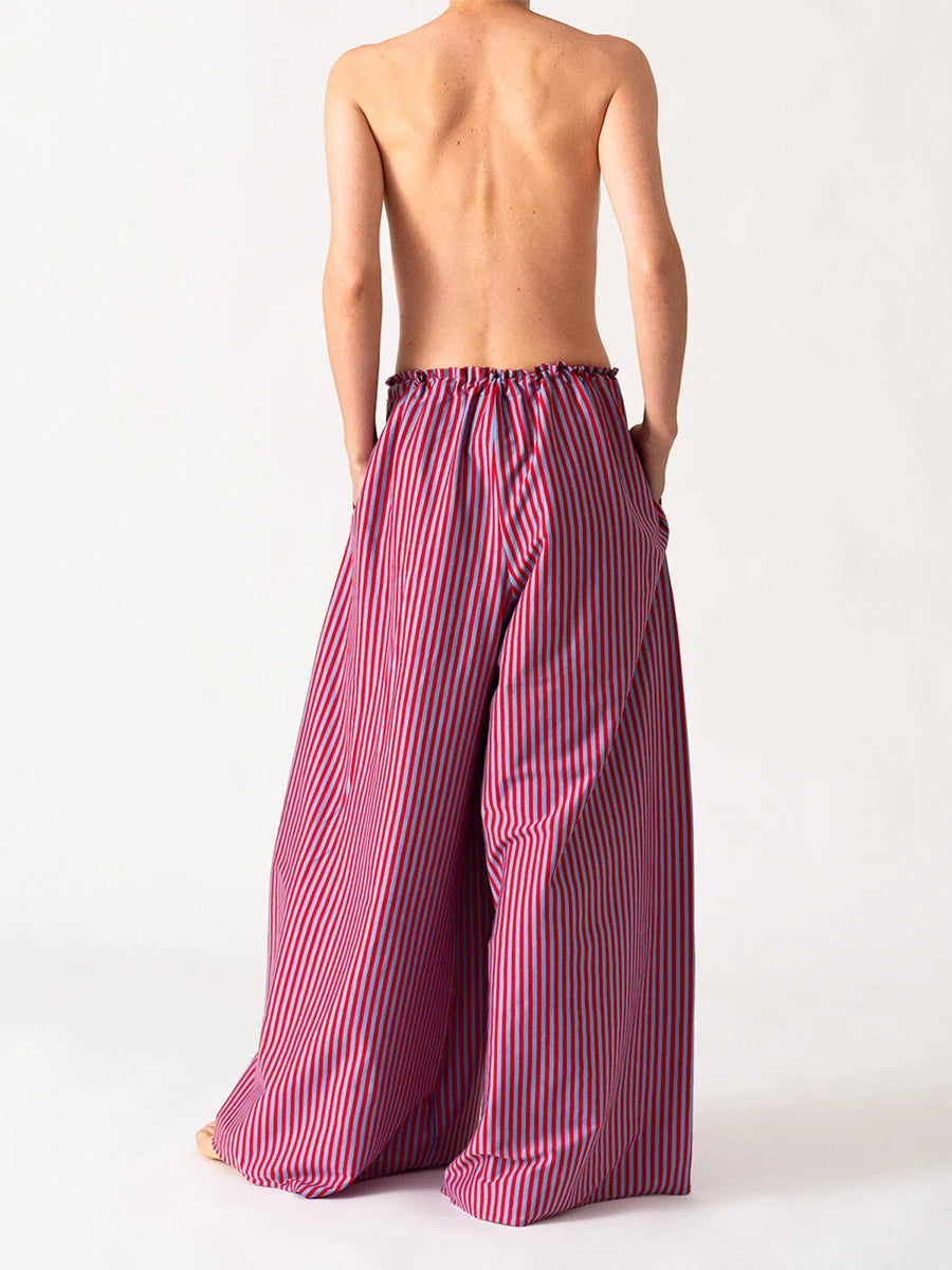 Women s Casual High Waist Wide Leg Palazzo Pants with Elastic Waistband and Pockets for Spring Summer Fashion
