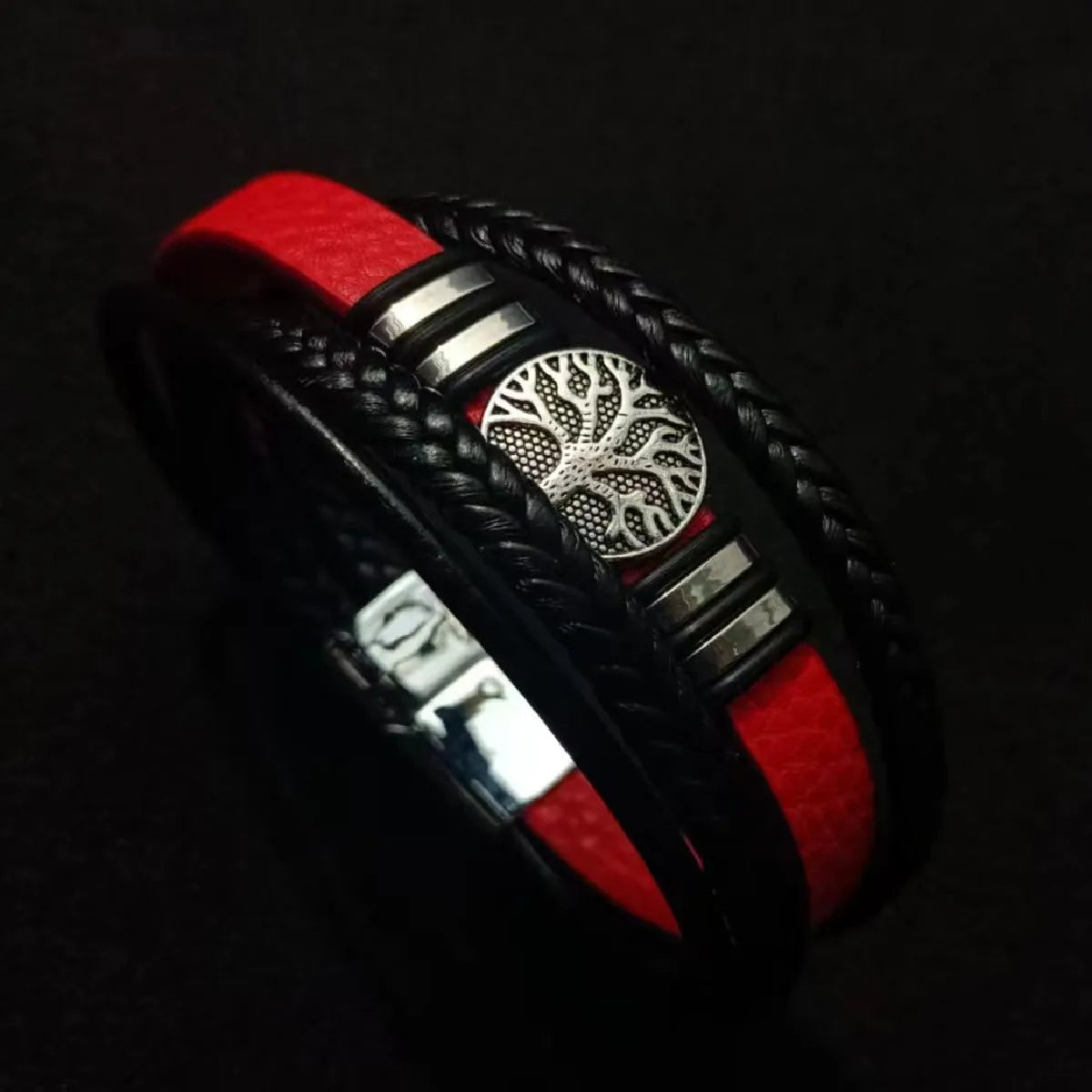 Tree Male Unique Design Trendy Vintage Cuff Men Bracelets PU Leather Bracelets Bangles for Men Jewelry