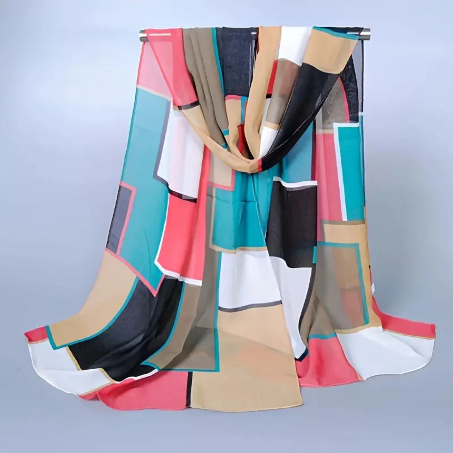 Elegant Geometric Square Thin Chiffon Scarf Fashion Shawl - Versatile and Stylish Accessory