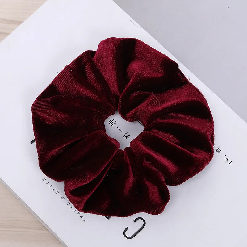 10/6/1pc hair scrunchies headband women ties velvet solid color Black set pack