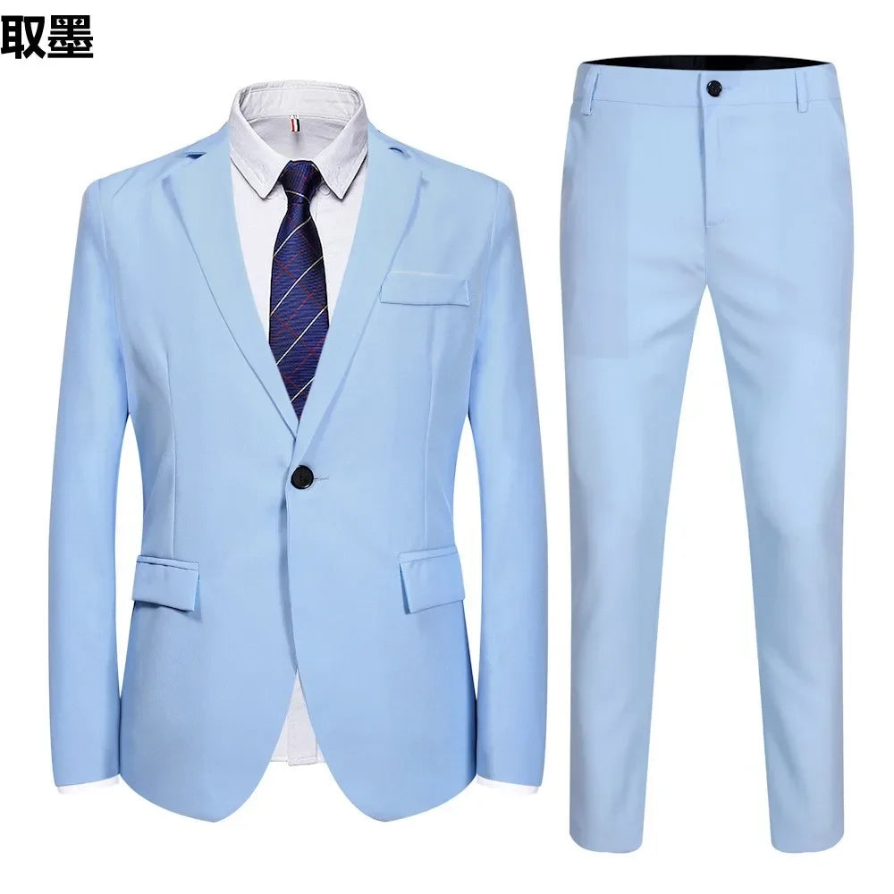 Fashionable Spring Autumn Western-style Suit For Men Casual  Popular Leisure  2-piece Set