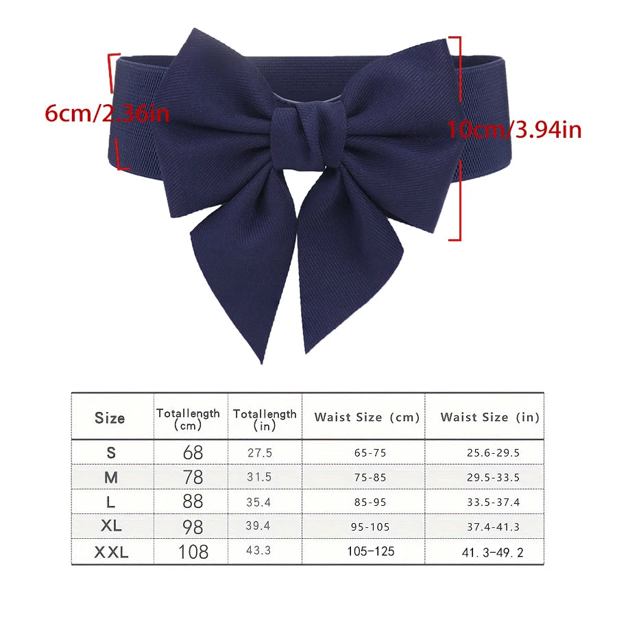 Women Stretch Waist Belt Straps Elegant Wide Side Waistband Large Bow Elastic Belts