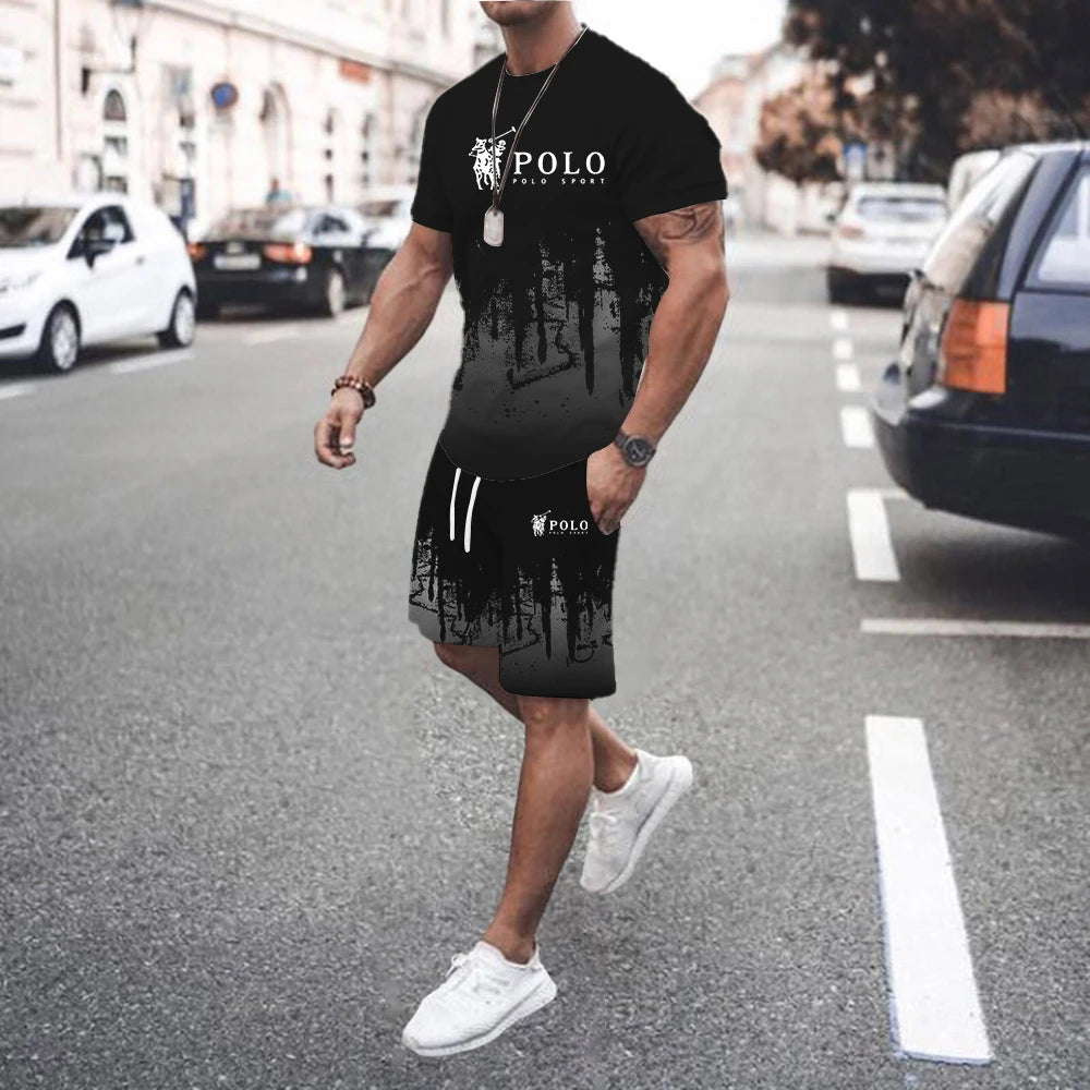 Summer Men's Casual Suit Street Fashion Loose and Comfortable T-Shirt Outdoor Sports Running Shorts Novel