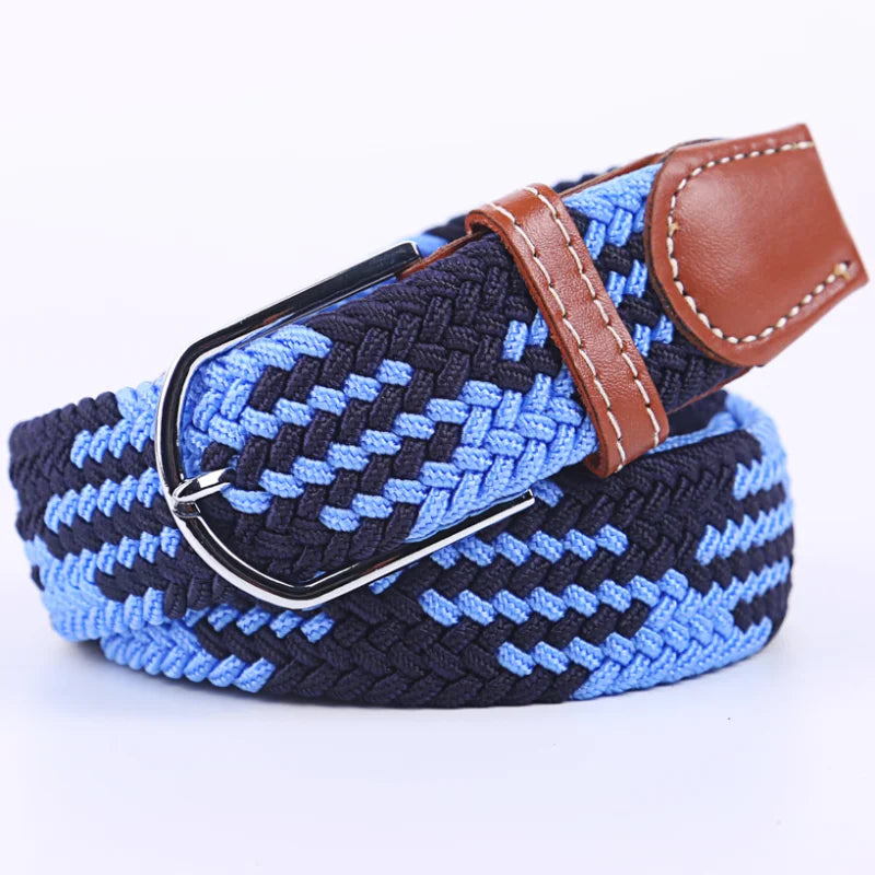 Casual Knitted Pin Buckle Belt Woven Canvas Elastic Expandable Braided Stretch Belts Women Jeans