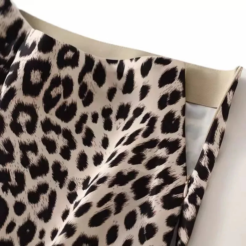 Leopard Print Long  High Waist  Mermaid Maxi Skirt