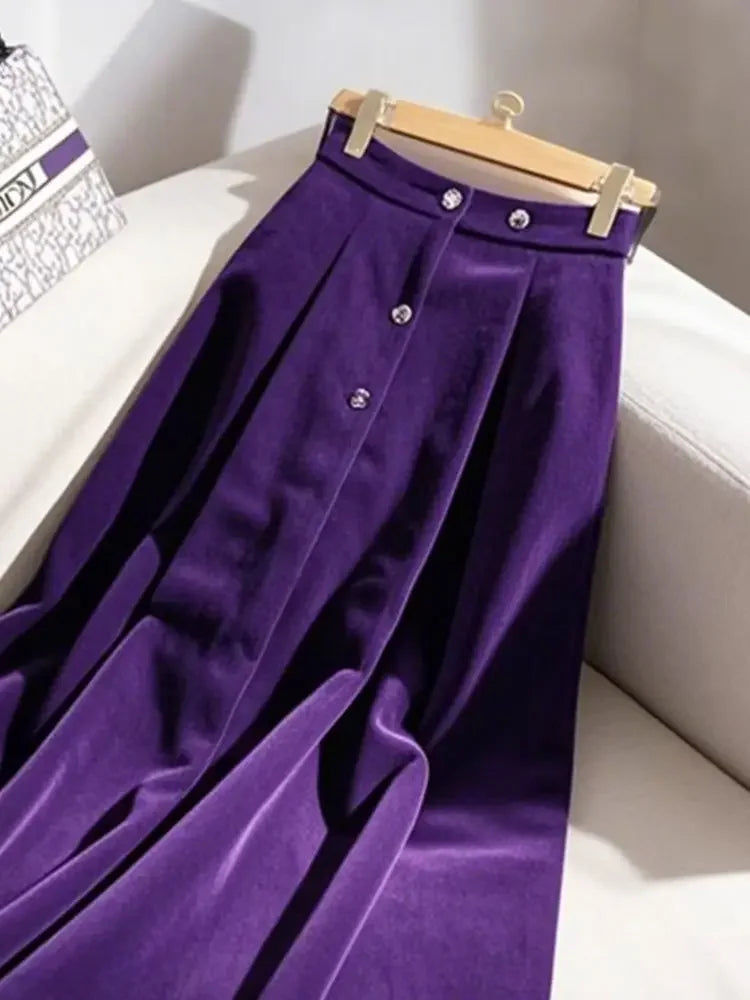 Lace Velvet  Vintage  Long Skirt