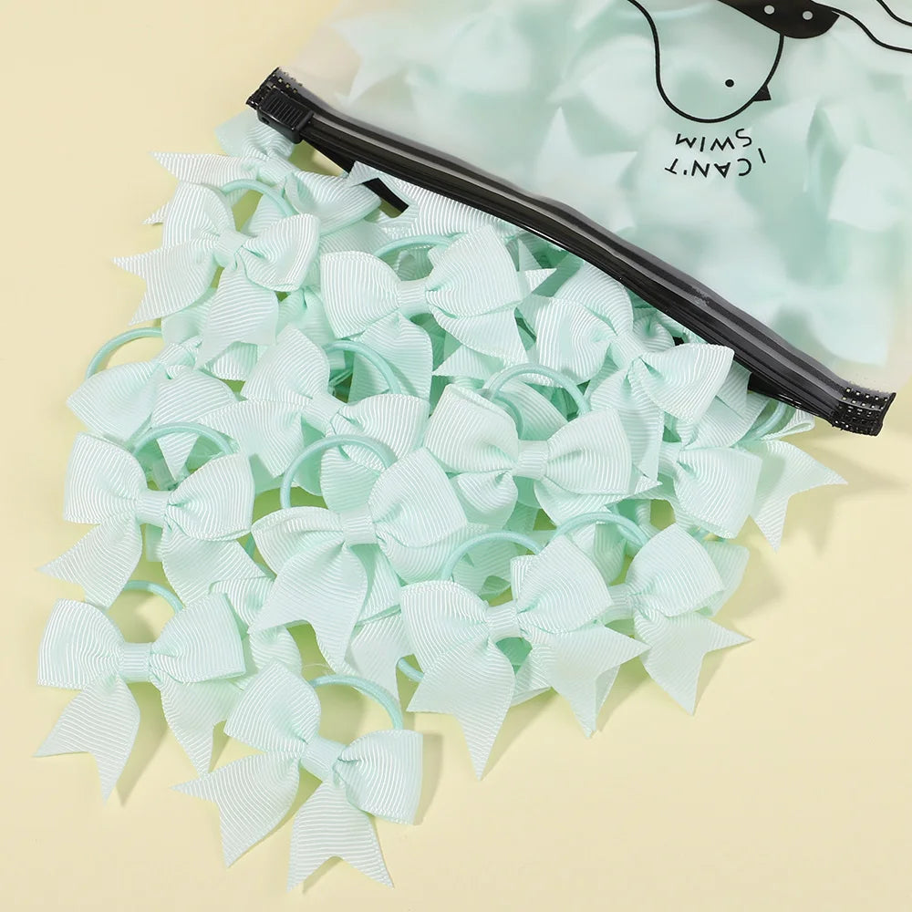 5/10/20Pcs Mini Solid Bows Elastic Hair Bands Small Rubber Band Hair Rope Ponytail Holder Headwear Hair Accessories