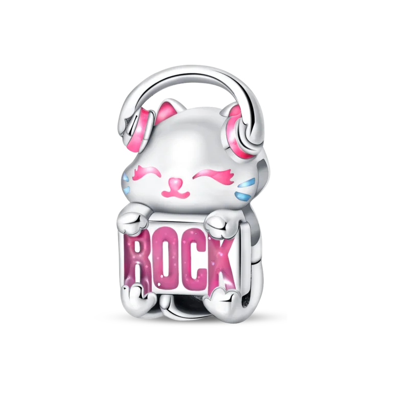 Fit Pandora Original Bracelet 925 Sterling Silver Cute Cat and Puppy Series  Charm