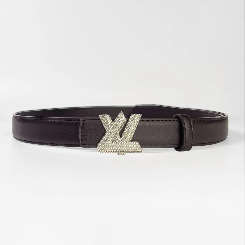 Women's high-end fashion letter belt versatile casual rhinestone adjustable women's belt light luxury