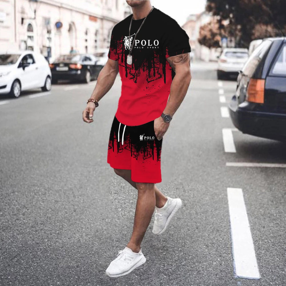 Summer Men's Casual Suit Street Fashion Loose and Comfortable T-Shirt Outdoor Sports Running Shorts Novel