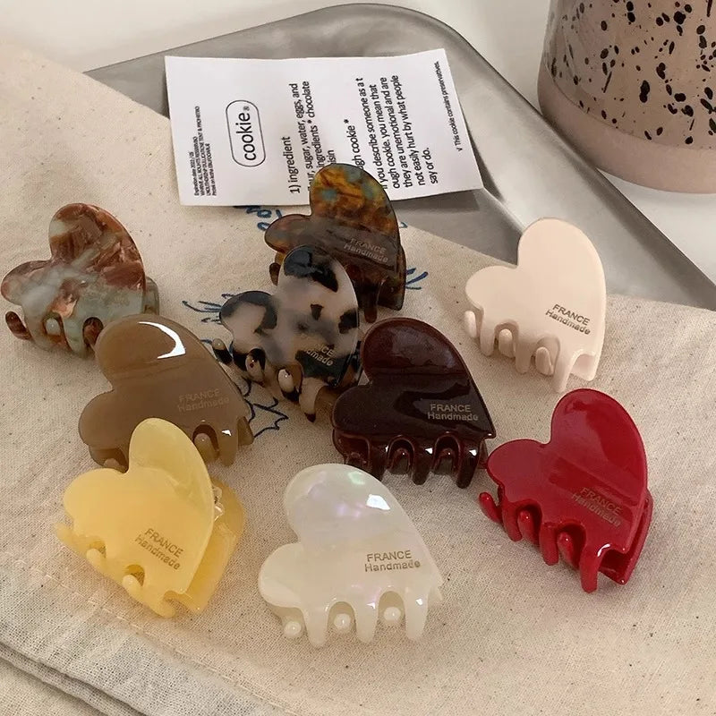 3.5cm Small Hair Claw Acetate Hair Crabs Cute Heart Shaped Hairclips Women Hair Accessories Hairpins Clips