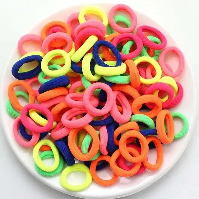 200PCS Women Colorful Nylon Elastic Hair Bands Ponytail Hold Small Hair Tie Rubber Bands Scrunchie Hair Accessories