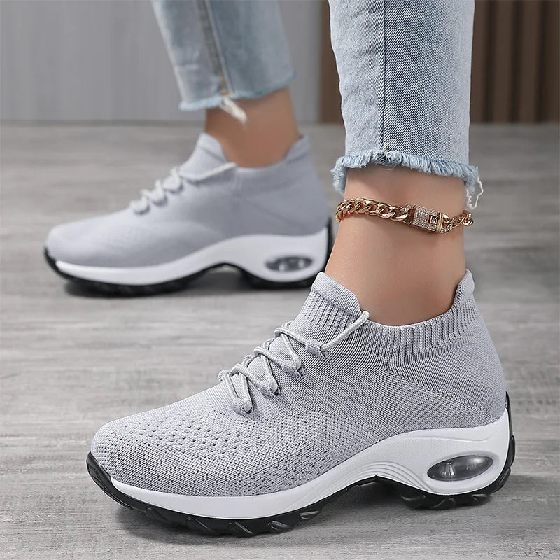 Sneakers Outdoor Running Air Cushion Sport Shoes Increase Height Breathable Walk Shoes