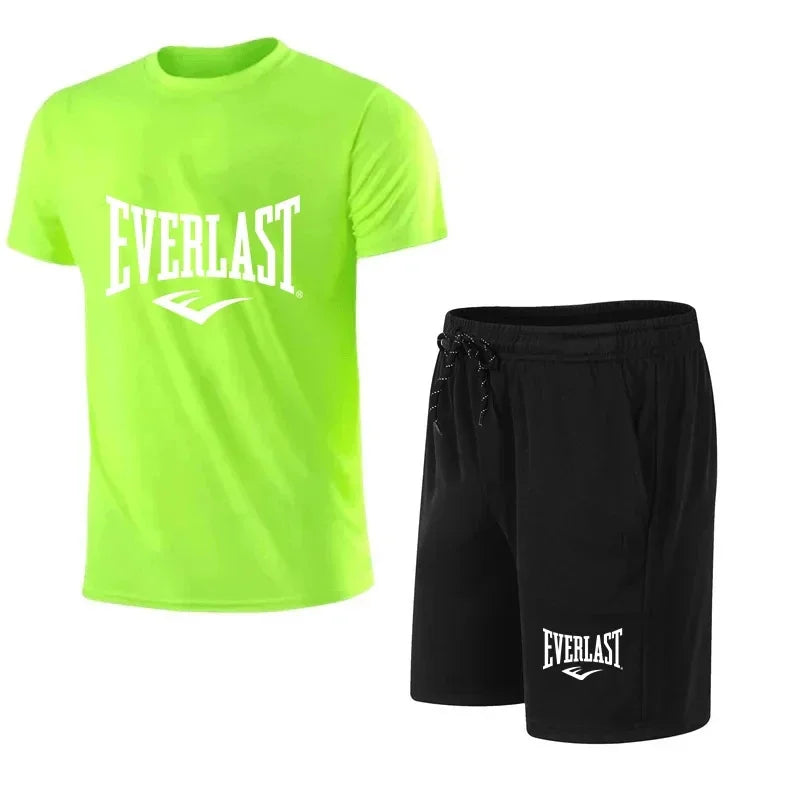 Summer Simplify Style Men's Sports Fashion Sets, Summer Leisure  Short Sleeve Tops + Shorts 2 Piece ,Outfit Outdoor Run Gym