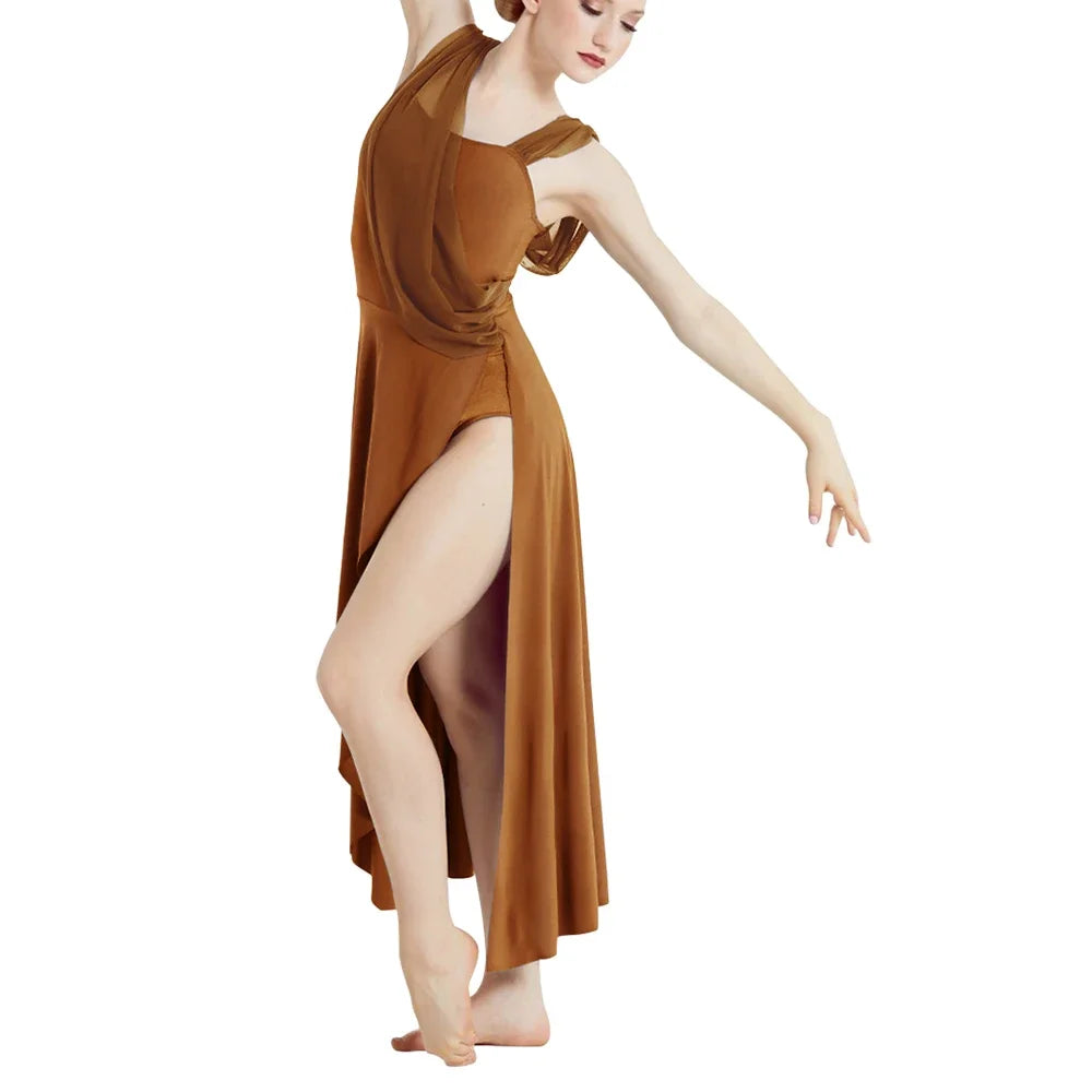 Ballroom Dance Woman’s Dresses Asymmetrical Design Long Modern Lyrical Dance Skirt Ballerina Stage Performance