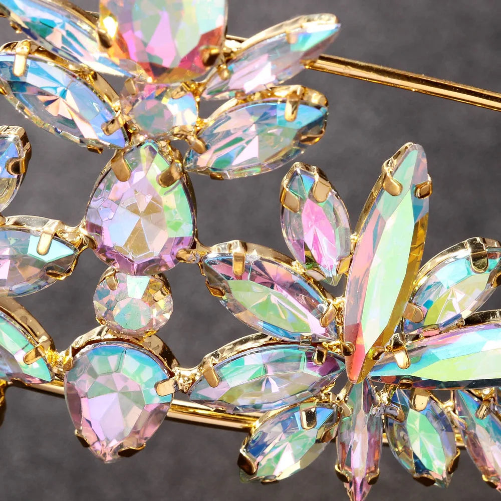 Exaggerated Crystal Forehead Tiaras Hair Accessories Colorful Rhinestone Headband