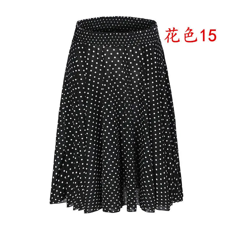 High Waist Printed  Floral Skirt Square Dance Ice Silk