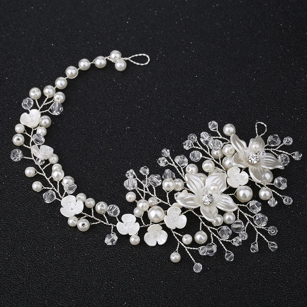 Elegant Women Hair Accessories  Headband Crystal Pearl Hairband Head Ornament Ladies  Hair Jewelry