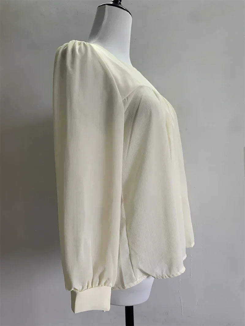 Chic Elegant Square Neck Women Blouse