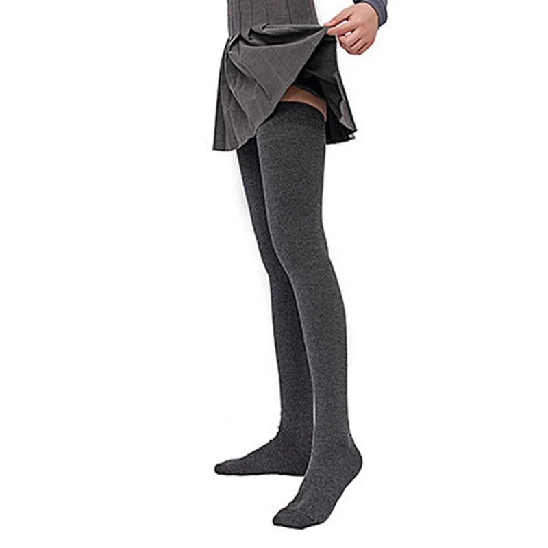 Cotton Thigh High Socks Super Elastic Stockings  Over-knee Extra Long Socks