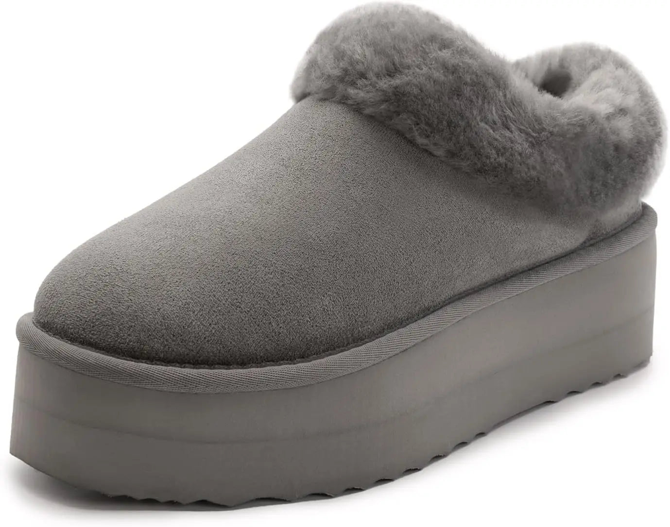 Platform Slippers Fluffy House Slippers For Indoor And Outdoor Short Ankle Boot Fur Lined Clog Slippers