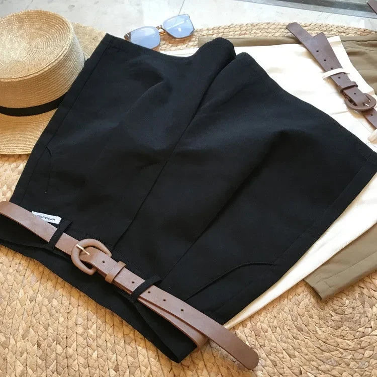 Wide Leg Shorts for Women Thin Cotton A Line Short Pants Office Classic Loose Casual Zipper Women‘s Shorts