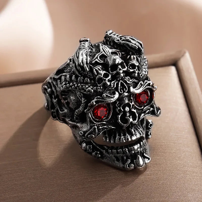 rock gothic jewelry ring male personality domineering men's ring vintage distressed skull trendy ring