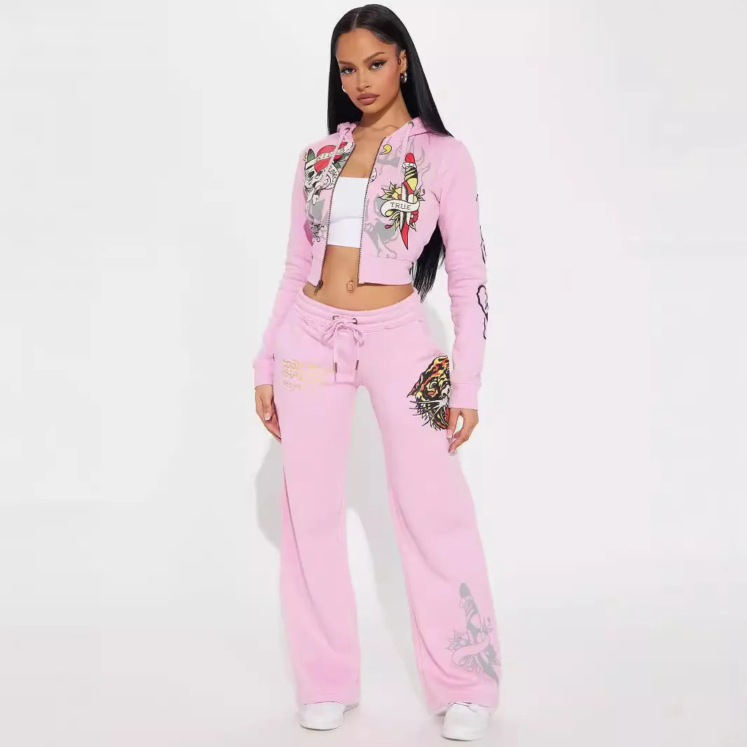 Hoodie Tops Jackets 2 Piece Pant Set  Winter Fall Designer Clothes Bodycon Elegant 2 Piece Pant Sets