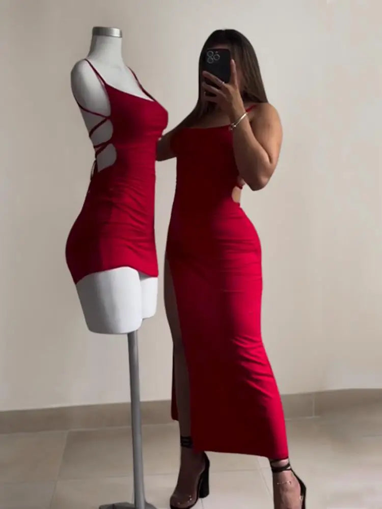 explosive dress summer high sensibility halter strap hip dress