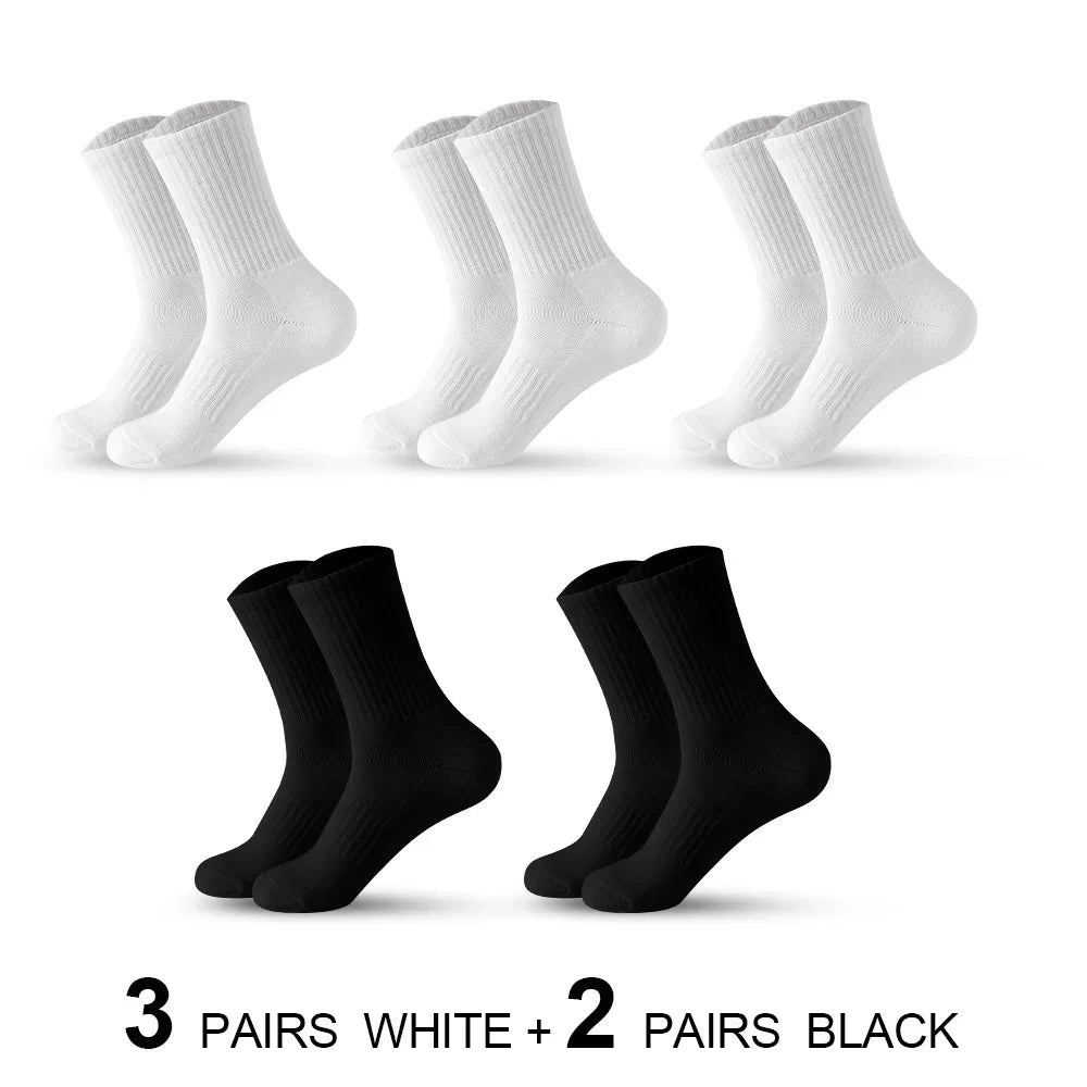 5Pairs Brand Men Cotton New Style White Socks Men Soft Breathable Sports Long socks Summer Winter for Male Socks Plus Size
