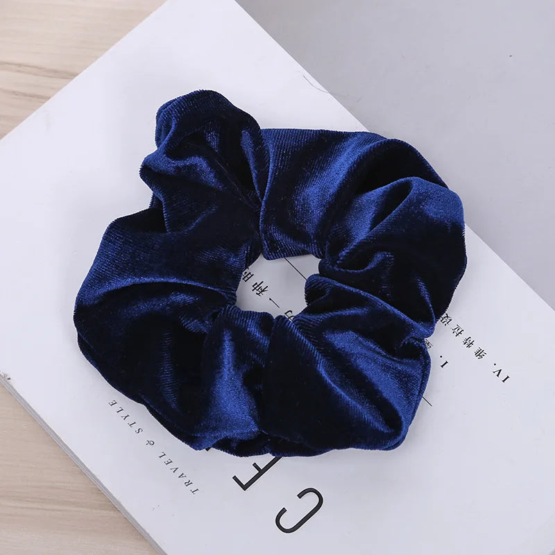 10/6/1pc hair scrunchies headband women ties velvet solid color Black set pack