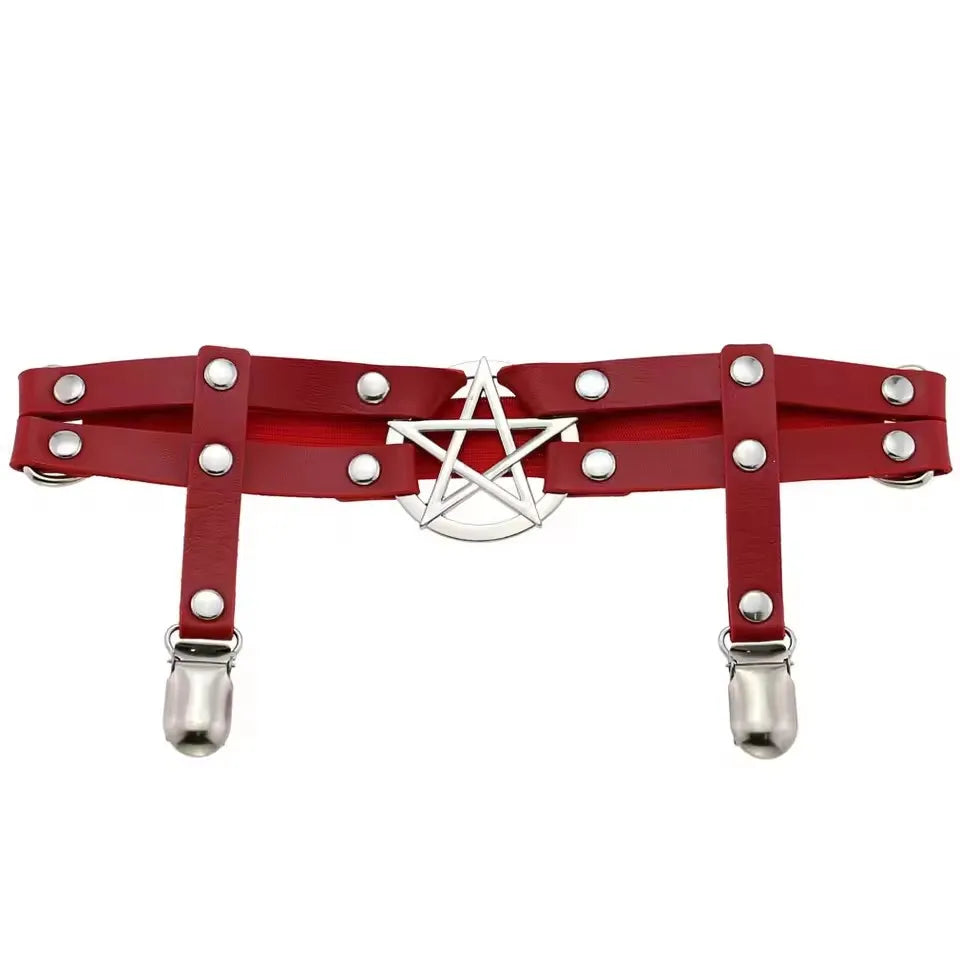 Leg Strap Garter Belt Pentagram Thigh Harness Women Girls Goth Accessories Jewelry