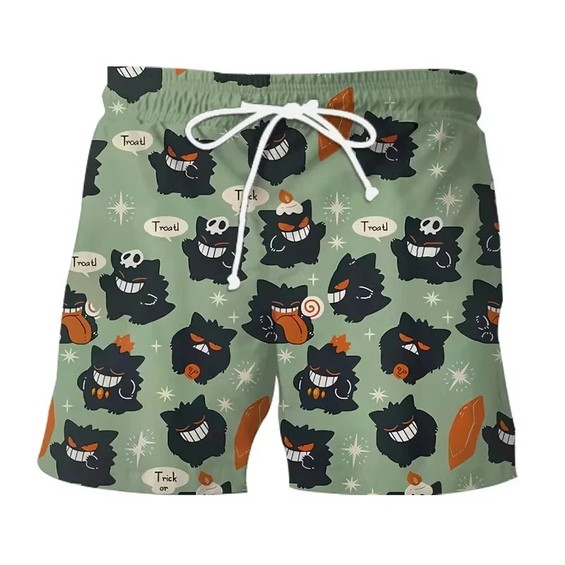 MINISO Pokemon Pikachu Men's Short-sleeved Shirt Beach Shorts Set Men's Summer Street Fashion Men's Casual Hawaii Shirt Suit