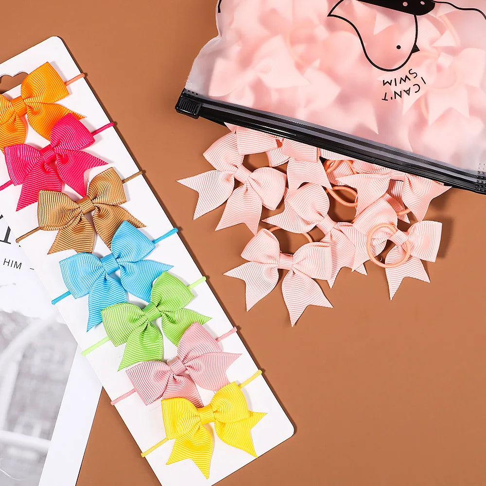 5/10/20Pcs Mini Solid Bows Elastic Hair Bands Small Rubber Band Hair Rope Ponytail Holder Headwear Hair Accessories