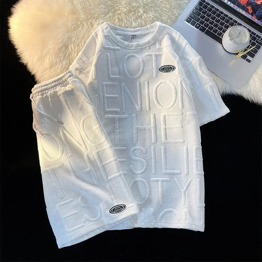 Trendy Casual Set Men's Fashionable Two-piece Set Elegant Summer Simple Style Loose Fitting Short Sleeve Casual Attire