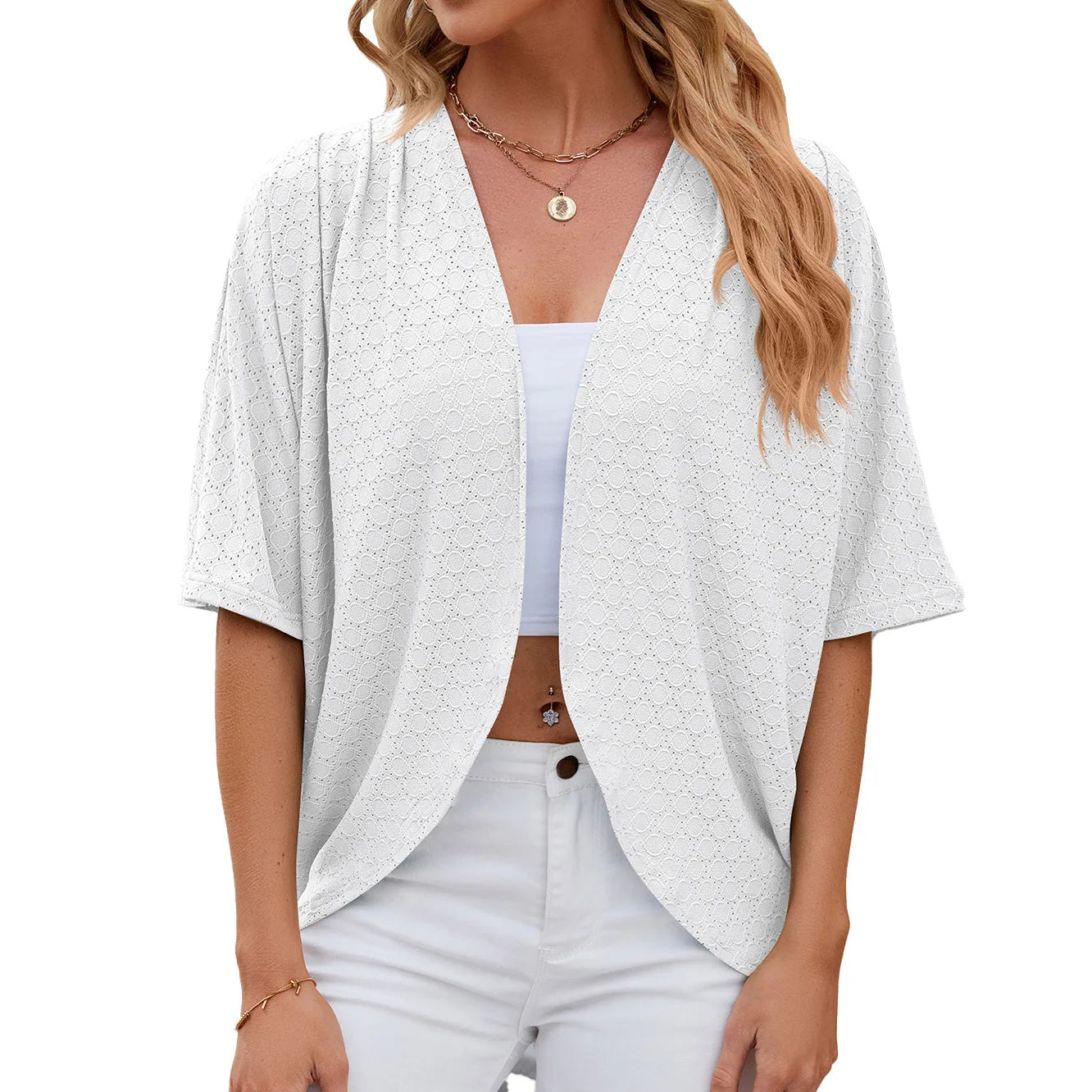Elegant Women's Mid Sleeve Casual Loose Cardigan Fashion Ladies Outwear Women's Sunscreen Shirts Boho Tops