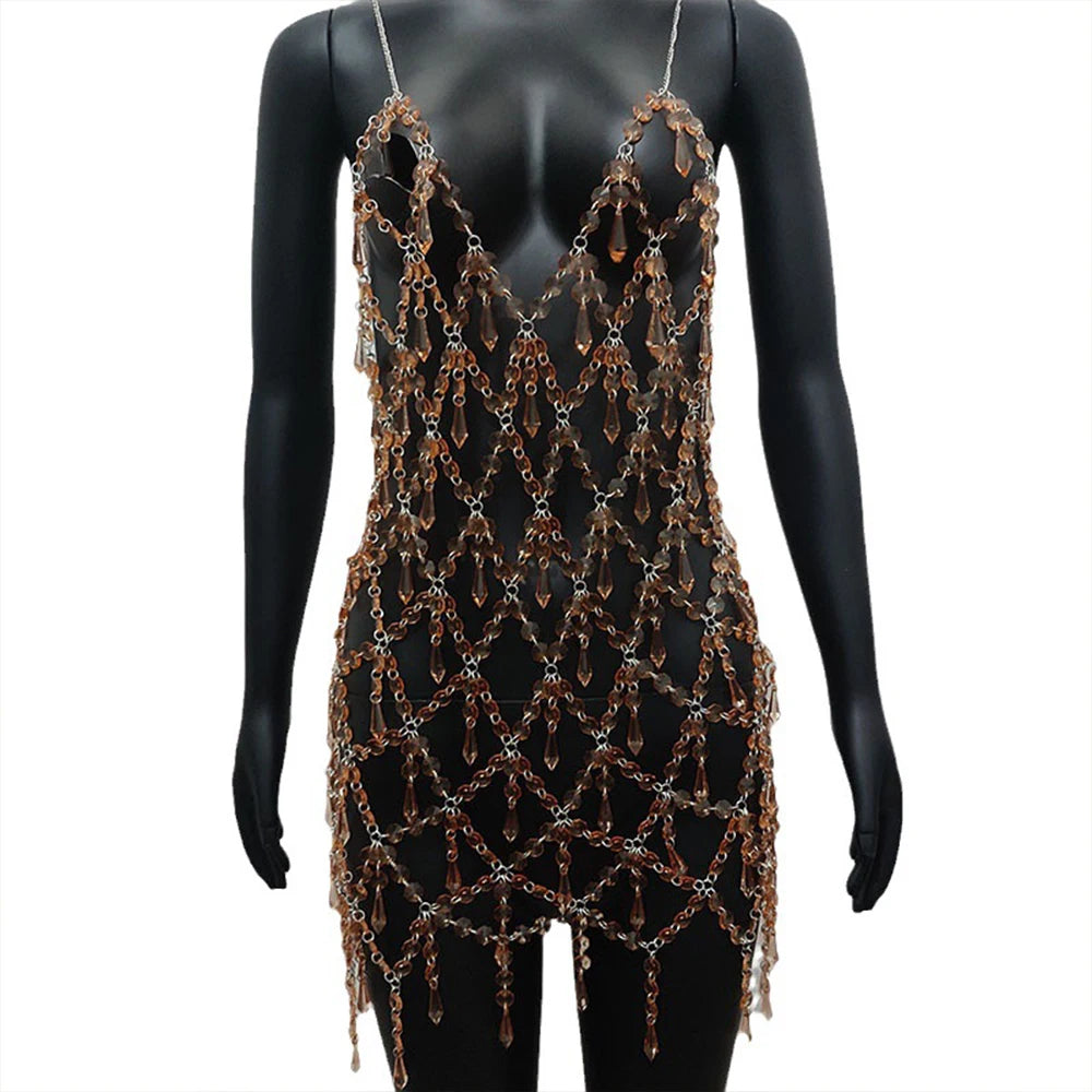 Mesh Dress Lingerie Bodysuit Hip  Jewelry Accessories