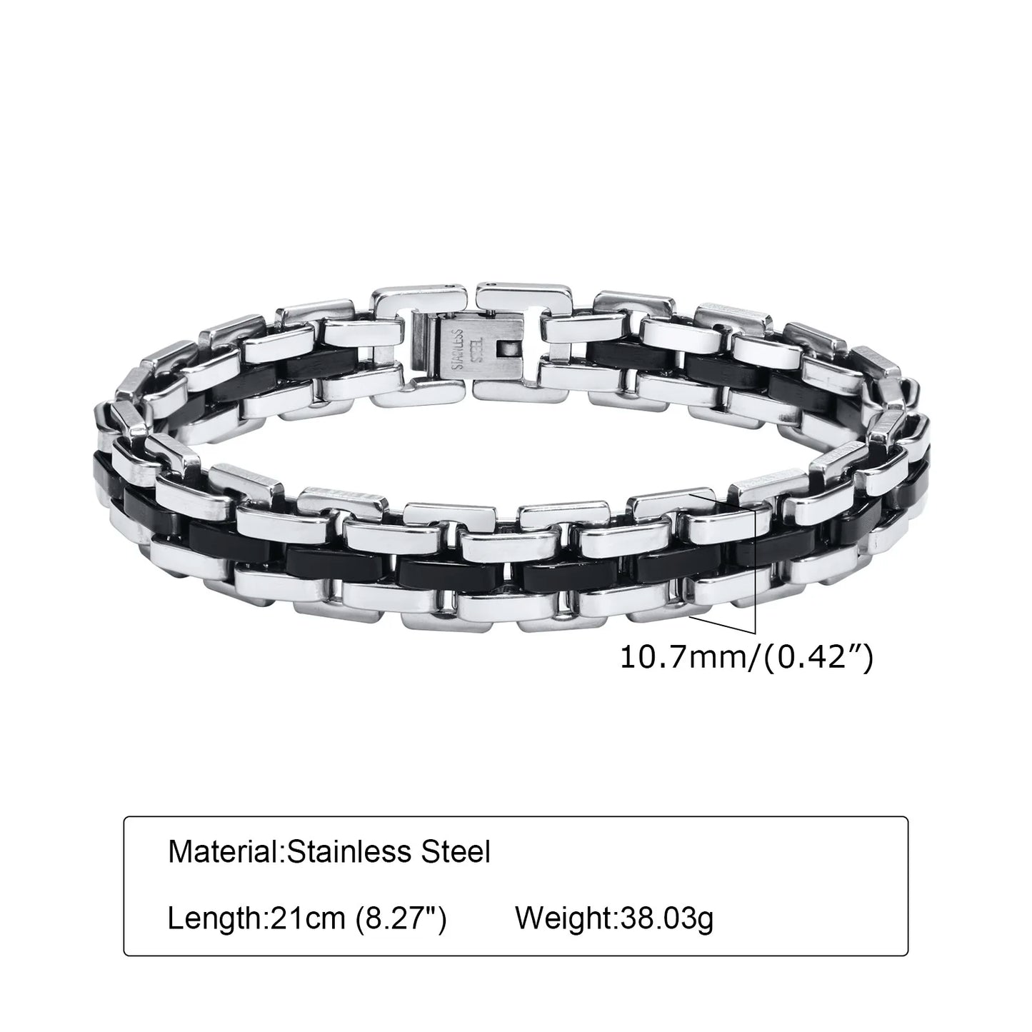 Vnox Stylish Strap Chain Bracelets for Men  Gift Jewelry, 10.7MM Wide Stainless Steel Links Wristband