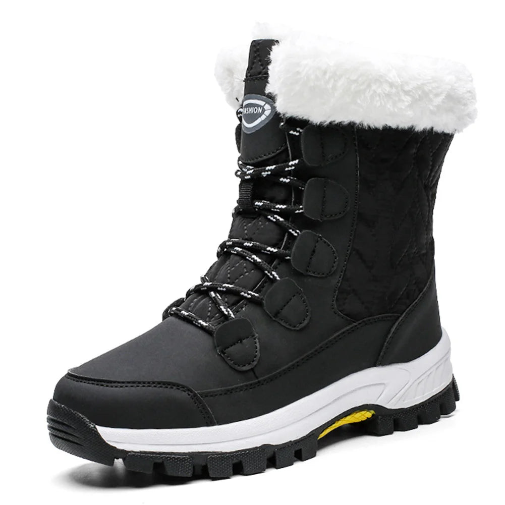 Waterproof Walking Shoes Comfortable Lightweight Snow Ankle Boots Mid Calf Water Resistant Snow Shoes Lace Up