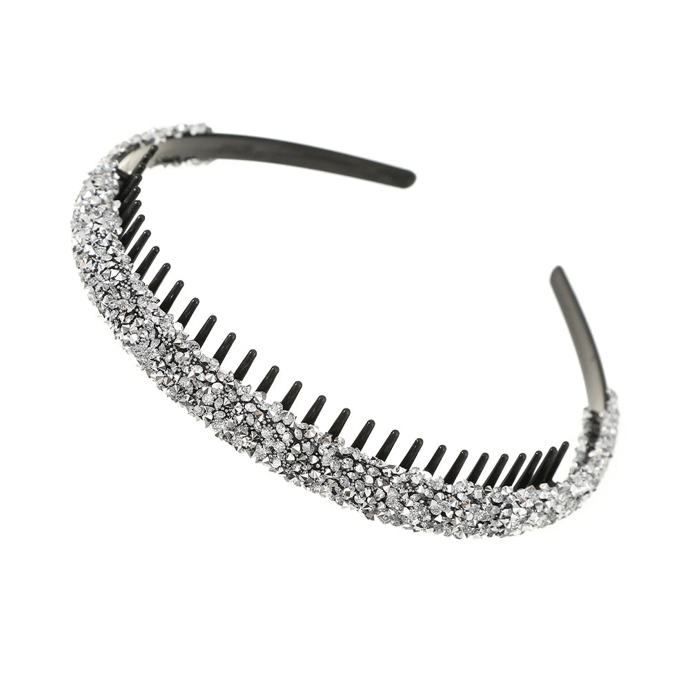 Luxury Non-slip Rhinestone Hair Hoops Bands Women Tooth Elastic Headbands For Women Shiny Hair Hoops Bezel Accessories