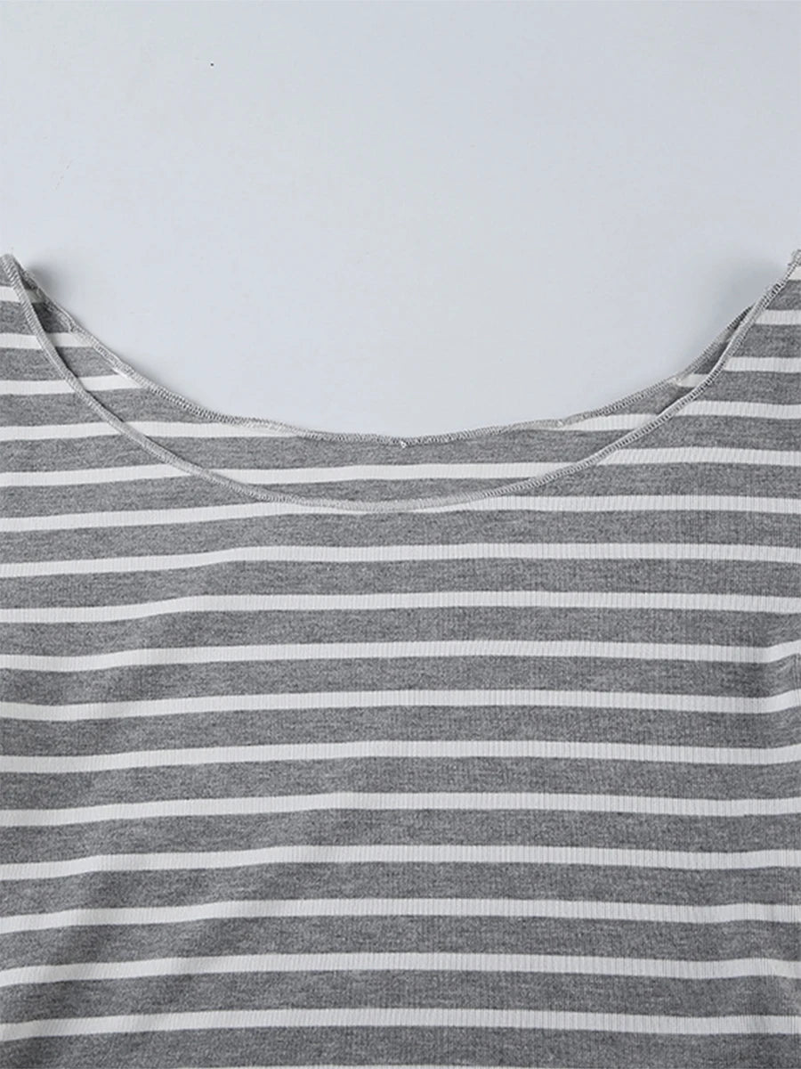 Women s Striped Off Shoulder Blouse with Long Sleeves - Stylish and Comfortable Casual Top