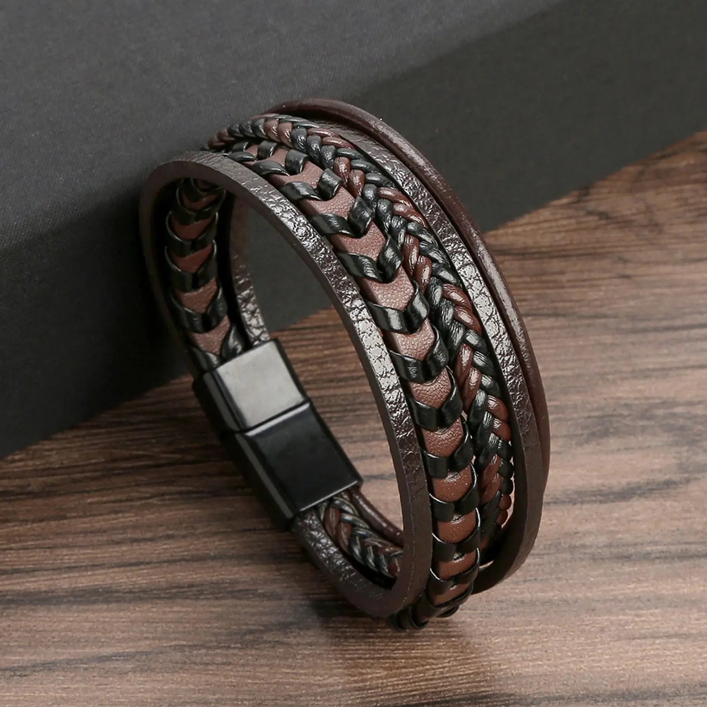 Hot Fashion Beads Leather Bracelet Men Classic Tiger Eye Beaded Multi Layer Leather Bracelet For Men Jewelry