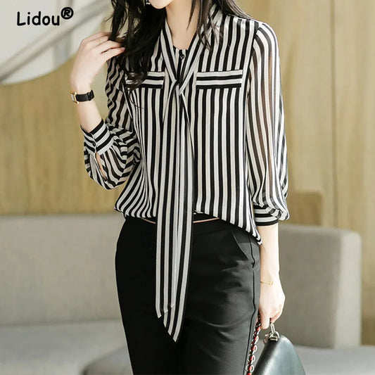 Striped Printing fashion blouse Long Sleeve
