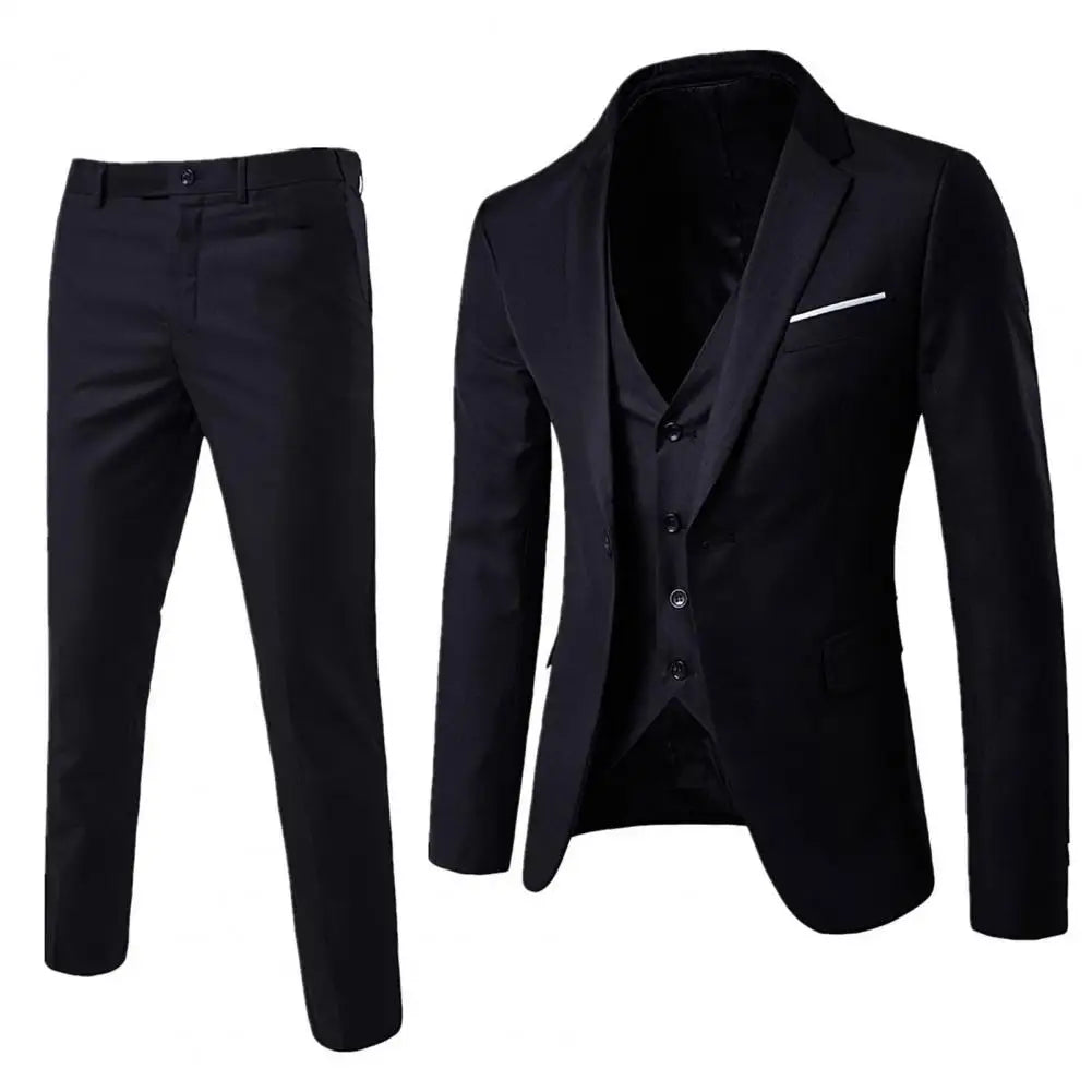 1 Set Vest Pants Set Solid Color Style Single Breasted Vest Coat Zipper Closure Trousers